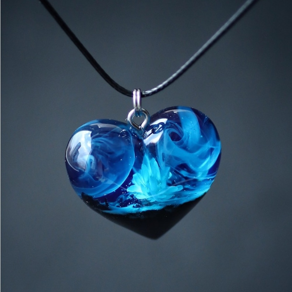 Blue Heart Pendant Necklace